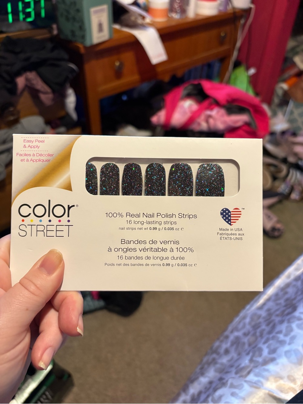 Color Street Black Glitter Nail Polish Strips - Multicolor Sparkle